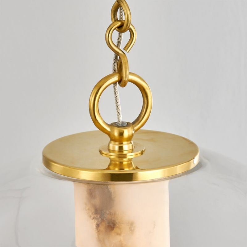 Heliya Alabaster Tube Glass Globe Natural Stone Pendant Light
