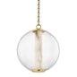 Heliya Alabaster Tube Glass Globe Natural Stone Pendant Light