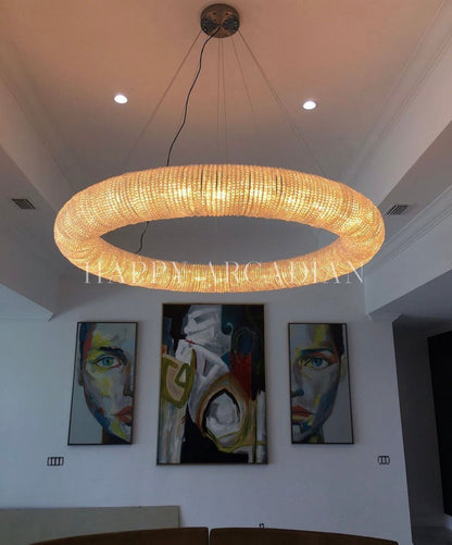 Amber Luxury Crystal Clear Round Chandeliers