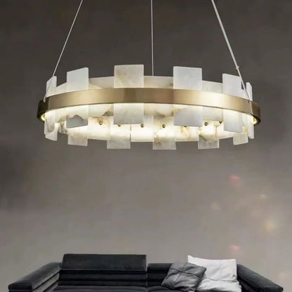 Hailey Alabaster Round/Oval Art Decor Chandelier Lighting