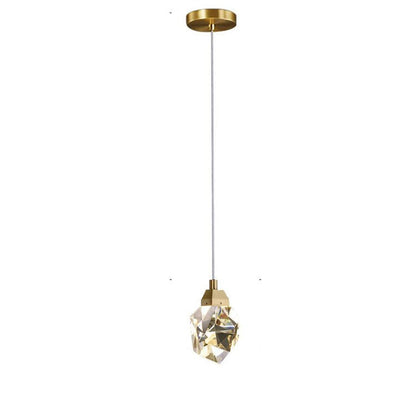 JC Faceted Crystal Masonry  Pendant Light, Brass