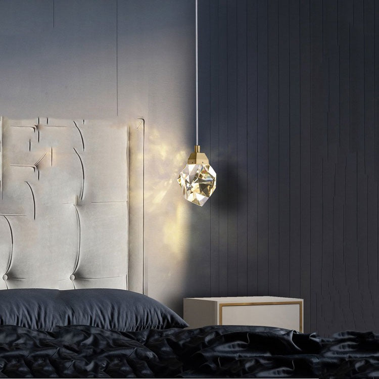 JC Faceted Crystal Masonry  Pendant Light, Brass