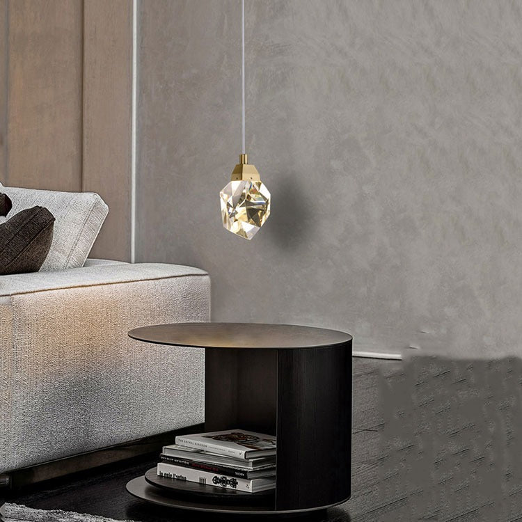 JC Faceted Crystal Masonry  Pendant Light, Brass