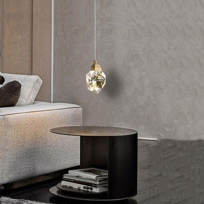 JC Faceted Crystal Masonry  Pendant Light, Brass