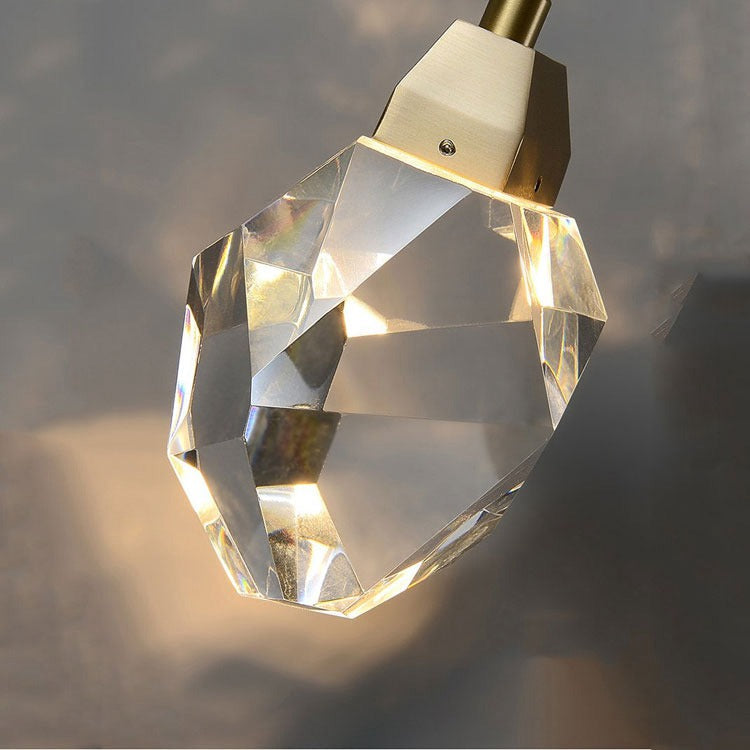 JC Faceted Crystal Masonry  Pendant Light, Brass