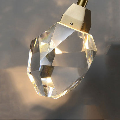 JC Faceted Crystal Masonry  Pendant Light, Brass