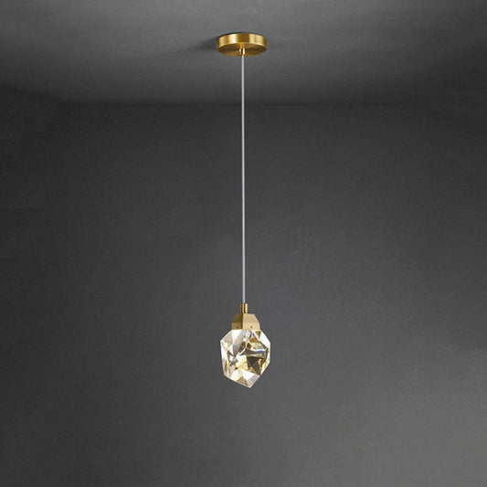 JC Faceted Crystal Masonry  Pendant Light, Brass
