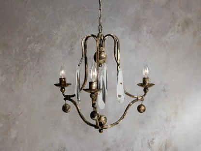 Gothic Bonita 3 Light Chandelier- Silver
