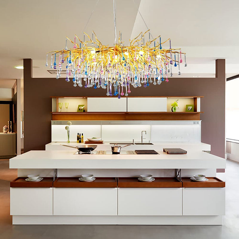 Doris Rain Crystal Branch Chandelier 45"L