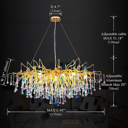 Doris Rain Crystal Branch Chandelier 45"L