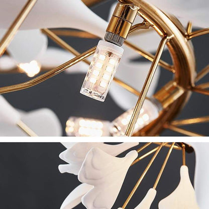 Ceramic Ginkgo Round Copper Chandelier