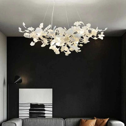 Gliss Ceramic Ginkgo Modern Chandelier for Living Room Bedroom Dining Room