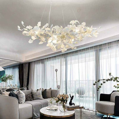 Gliss Ceramic Ginkgo Modern Chandelier for Living Room Bedroom Dining Room
