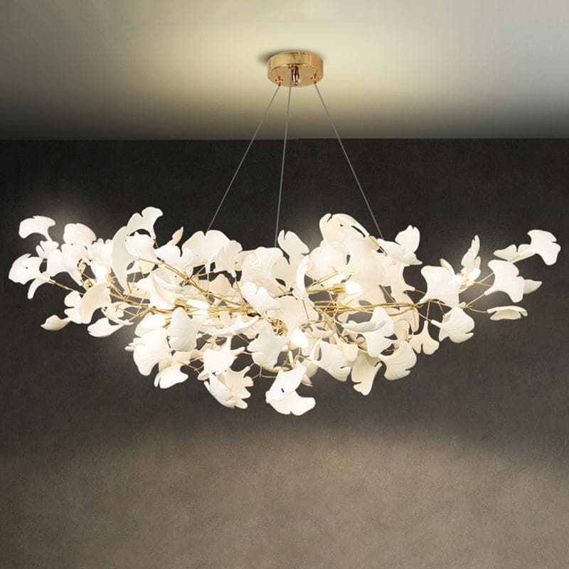 Gliss Ceramic Ginkgo Modern Chandelier for Living Room Bedroom Dining Room