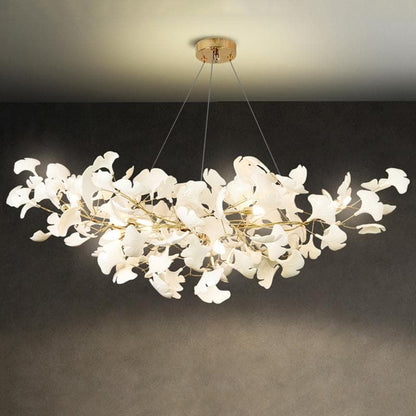 Gliss Ceramic Ginkgo Modern Chandelier for Living Room Bedroom Dining Room