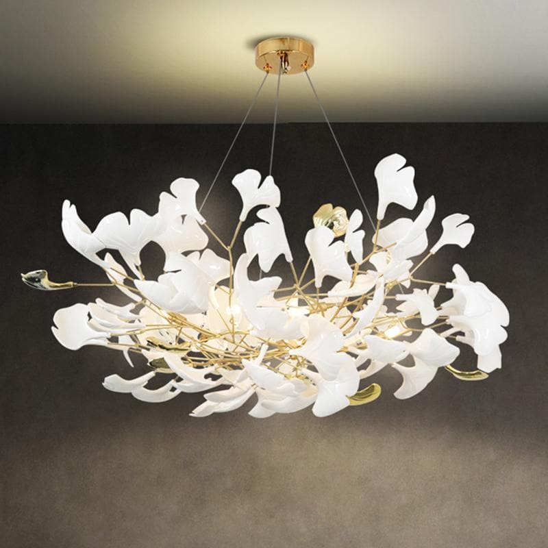 Gliss Ceramic Ginkgo Petal Branches-Shaped Chandelier(Round)