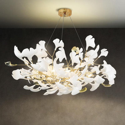 Gliss Ceramic Ginkgo Petal Branches-Shaped Chandelier(Round)