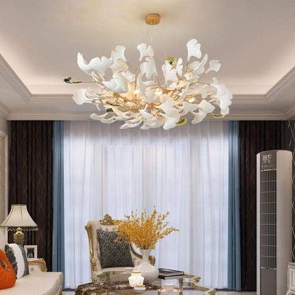 Gliss Ceramic Ginkgo Petal Branches-Shaped Chandelier(Round)