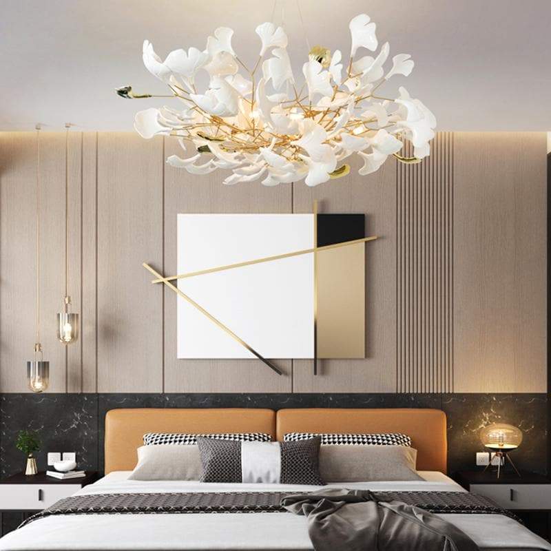 Gliss Ceramic Ginkgo Petal Branches-Shaped Chandelier(Round)