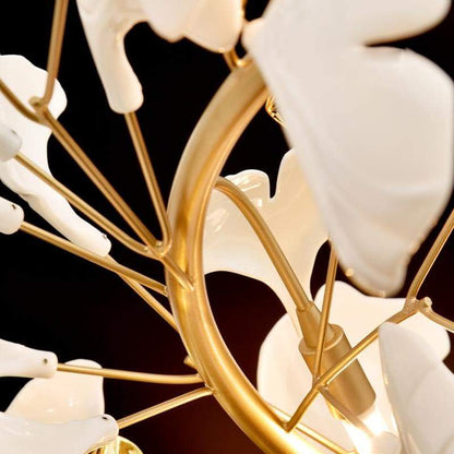Gliss Ceramic Ginkgo Petal Branches-Shaped Chandelier(Round)