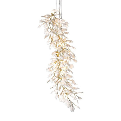 Gliss Ceramic Ginkgo Stair Long Branch Luxury Chandelier for Foyer Entryway