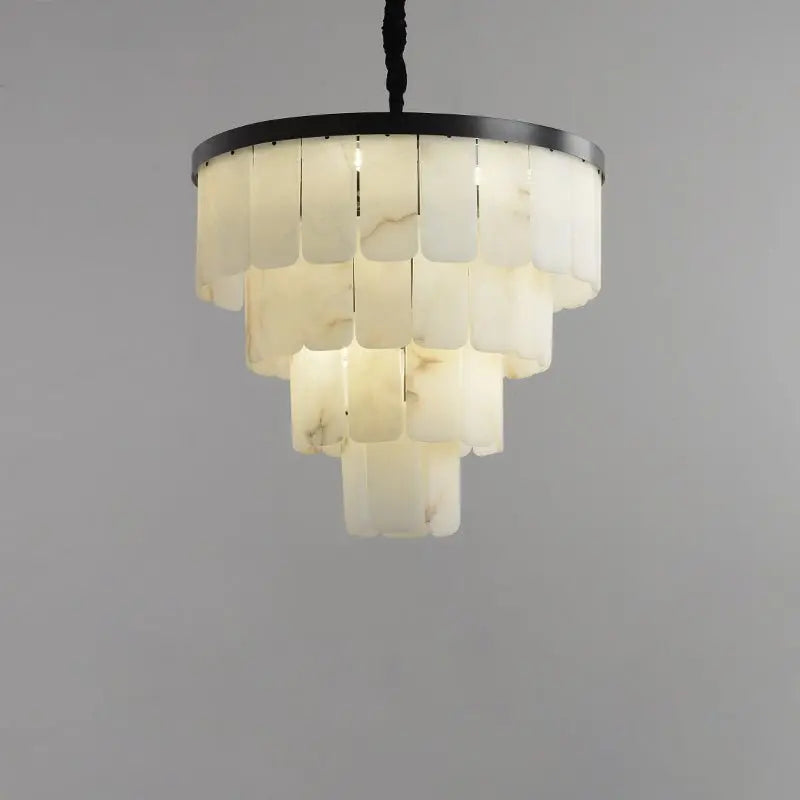 Alabaster Modern Multi-Tiered Round Chandelier