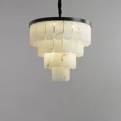 Alabaster Modern Multi-Tiered Round Chandelier