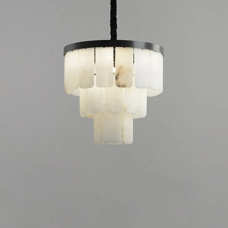 Alabaster Modern Multi-Tiered Round Chandelier