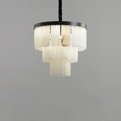 Alabaster Modern Multi-Tiered Round Chandelier