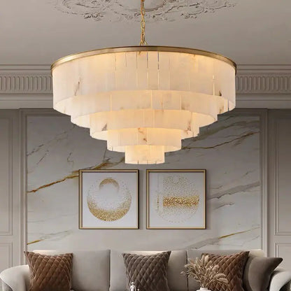Alabaster Multi-Tiered Round Chandelier Lighting