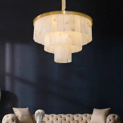 Alabaster Multi-Tiered Round Chandelier Lighting
