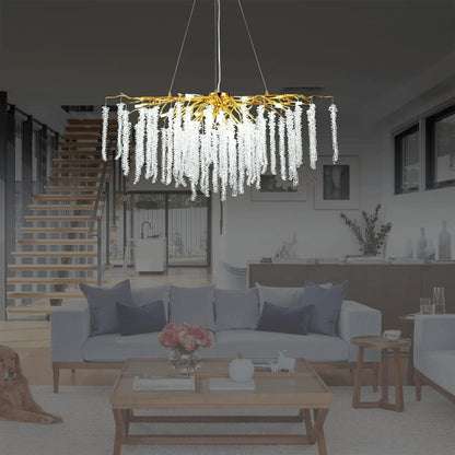 Doris White Crystal Branch Round Chandelier D20.5" L45"