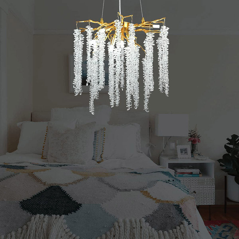 Doris White Crystal Branch Round Chandelier D20.5" L45"