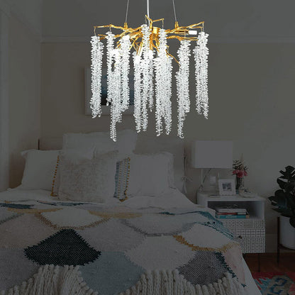 Doris White Crystal Branch Round Chandelier D20.5" L45"