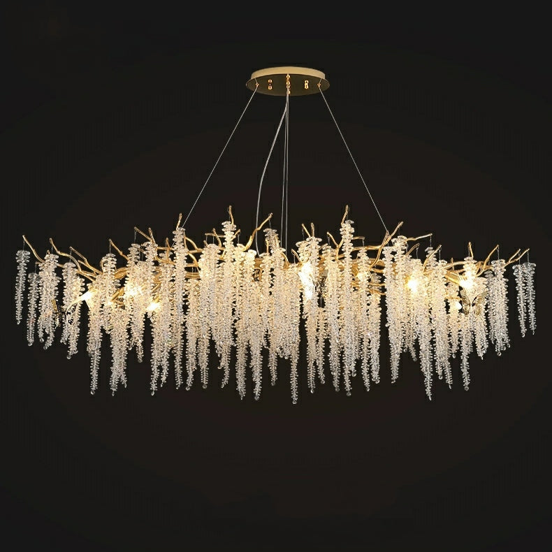 Crystal Leaf Chandelier For Dining Table Branch Style Ceiling Light for Modern Home