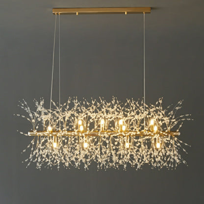 Dandelion Crystal Chandelier Light Firefly/ Glowworm Hanging Lamp Pendant For Rectangle Dining Room Table