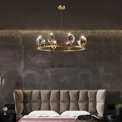 Alan Round Crystal Chandelier for Living Room Bedroom Dining Table
