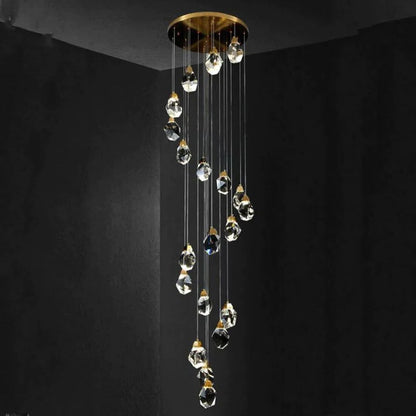 Alan 24 Lights Staircase Crystal Chandelier, Modern Long Chandelier Lighting