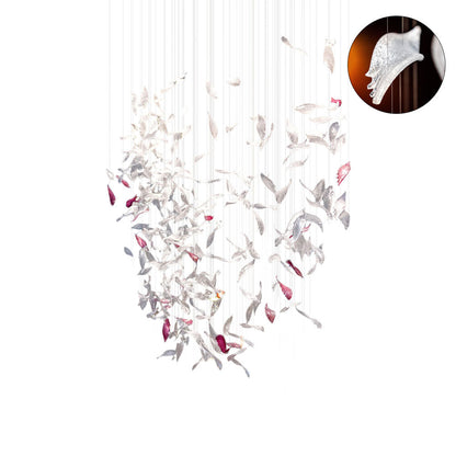 Flying Glass Feather Chandelier, Modern Spiral Glass  Customisable Chandelier