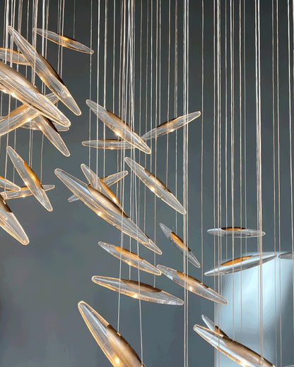 Moonlight Whispers Chandelier,Modern Spiral Glass  Customisable Chandelier