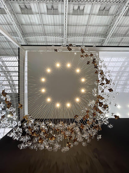 San De Chandelier, Modern Square Glass Spiral Long Pendant Chandelier