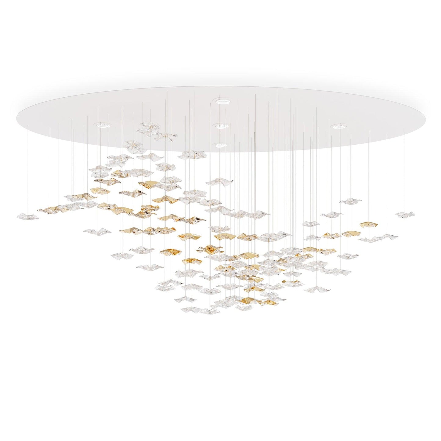 San De Chandelier, Modern Square Glass Spiral Long Pendant Chandelier