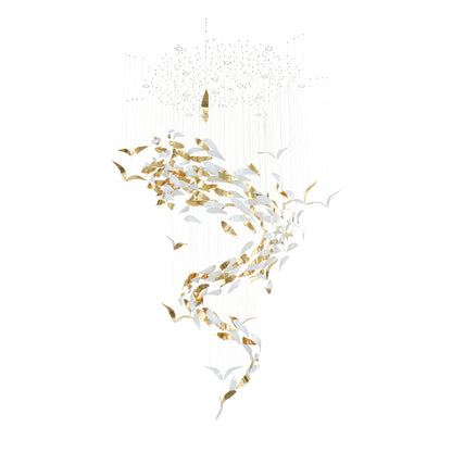 Bennett Chandelier, Long Leaf Shaped Modern Glass Chandelier LED Light Designer Choice Customizable Chandelier