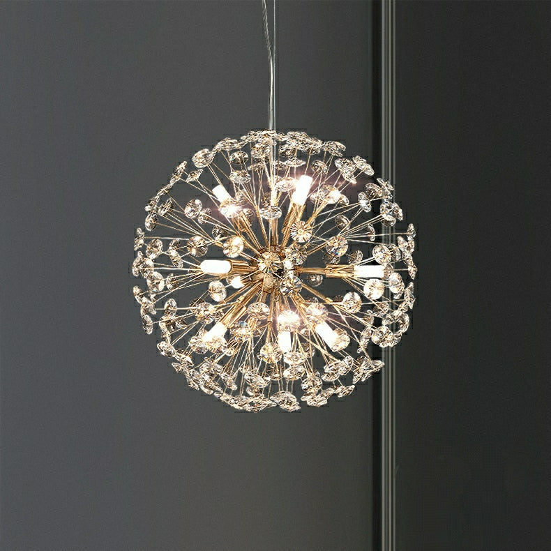 Decorative Crystal Ball Dandelion Chandelier Round Ceiling Pendant Light Fixture For Living/ Bedroom