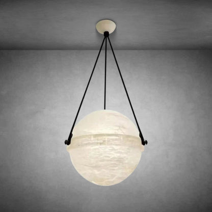 Elowen Alabaster Chandelier, Round Globe Pendant Light
