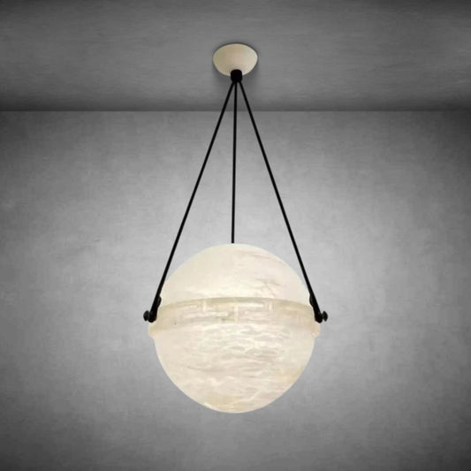 Elowen Alabaster Chandelier, Round Globe Pendant Light