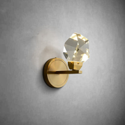 Faceted Crystal Masonry Wall Sconce, Brass