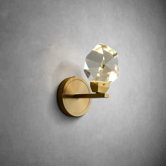 Faceted Crystal Masonry Wall Sconce, Brass