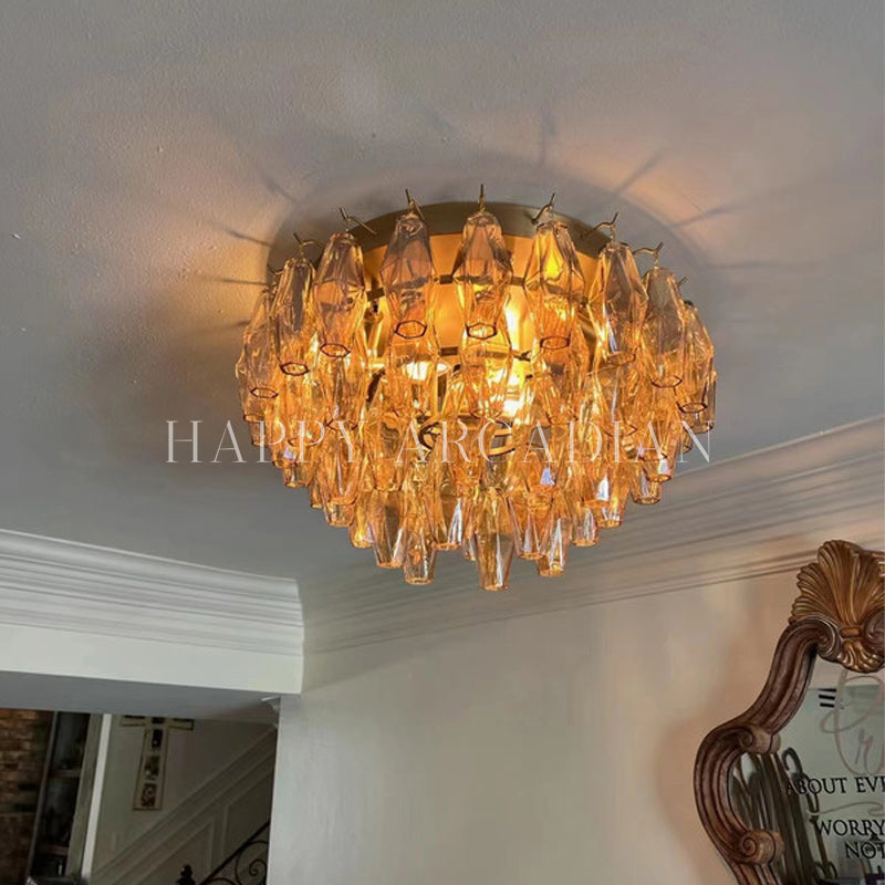 Eclipsia Glass Round Flush Mount 24"