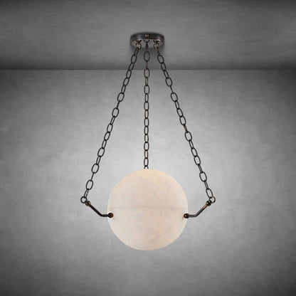 Gabe Alabaster Sphere Suspension Lamp, Pendant Kitchen Island Lamp